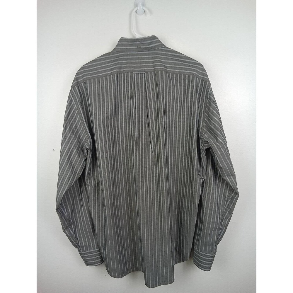 Faconnable Shirt Mens Medium Striped Cotton Long Sleeve Button Down Casual Gray - Picture 3 of 8